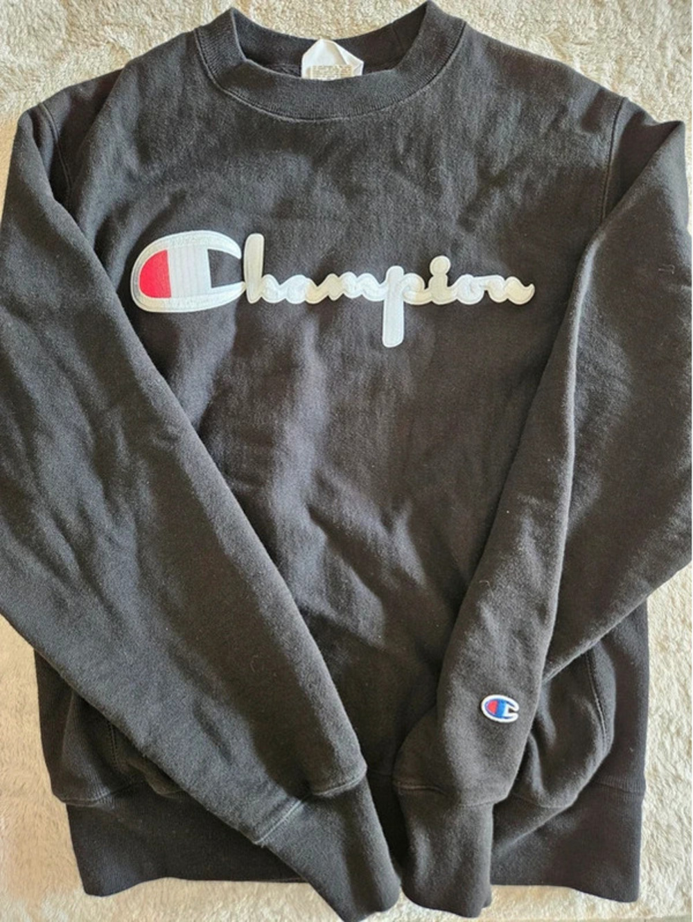 Vintage 90s Champion Black Crewneck Reverse Weave Sweatshirt